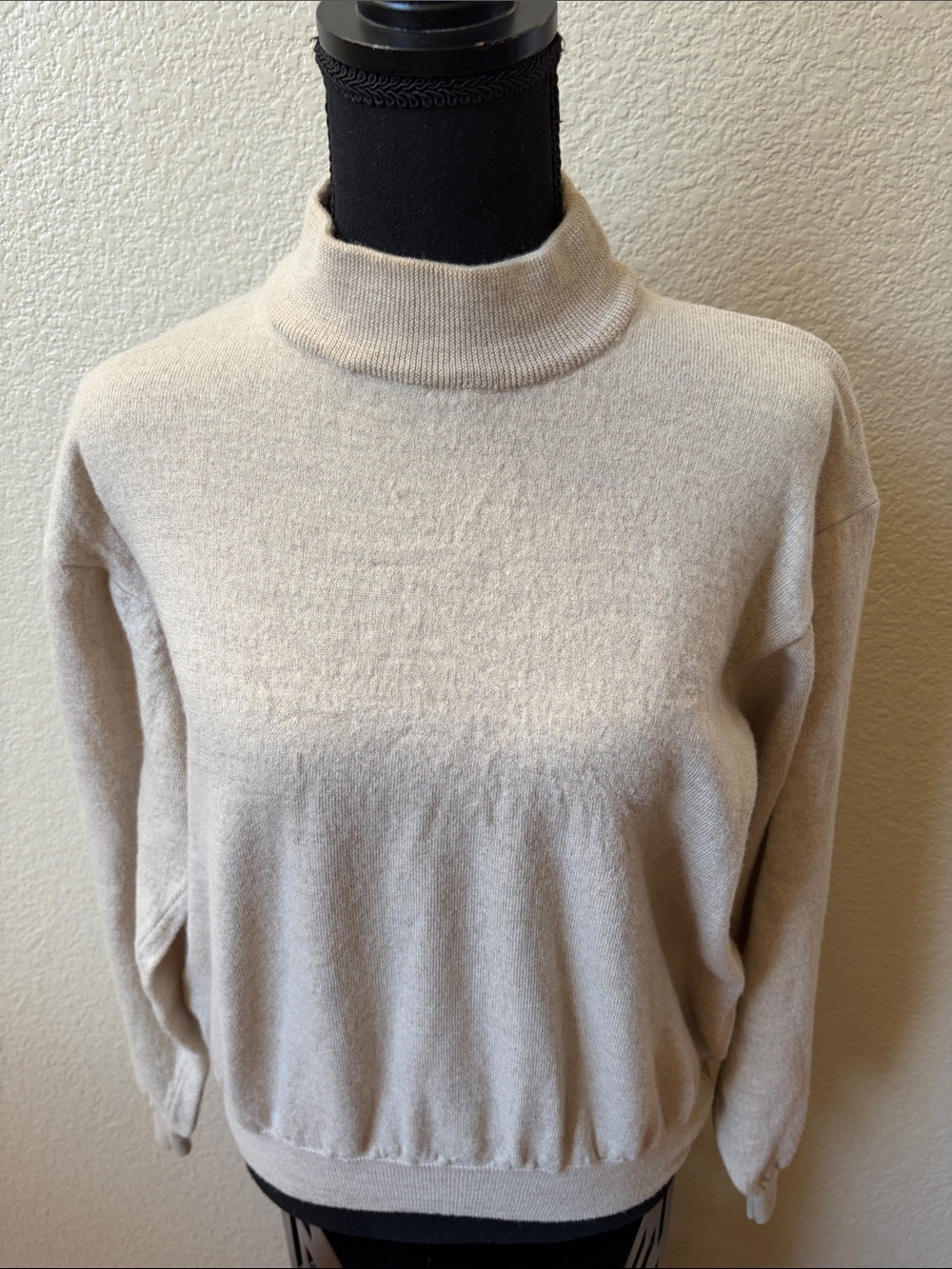 Brandini Made in Italy Cream 100% Wool Mock Neck Sweater Size L